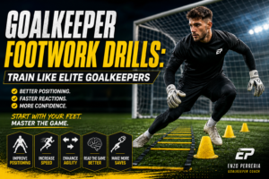 Goalkeeper performing footwork drills