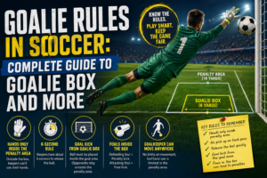 Goalie Rules in Soccer, like handling the ball inside the box, 6-second rule, goal kicks, fouls, and positioning.