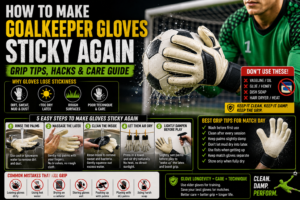 Goalkeeper gloves grip tips showing how to make gloves sticky again with cleaning and care steps