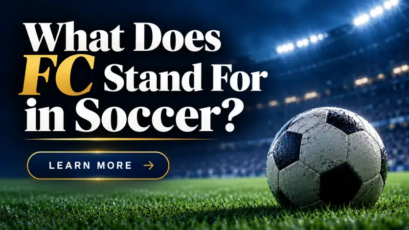 Soccer ball and stadium lights illustrating FC meaning in soccer