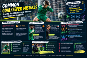 Goalkeeper learning to avoid common mistakes and improve goalkeeping skills