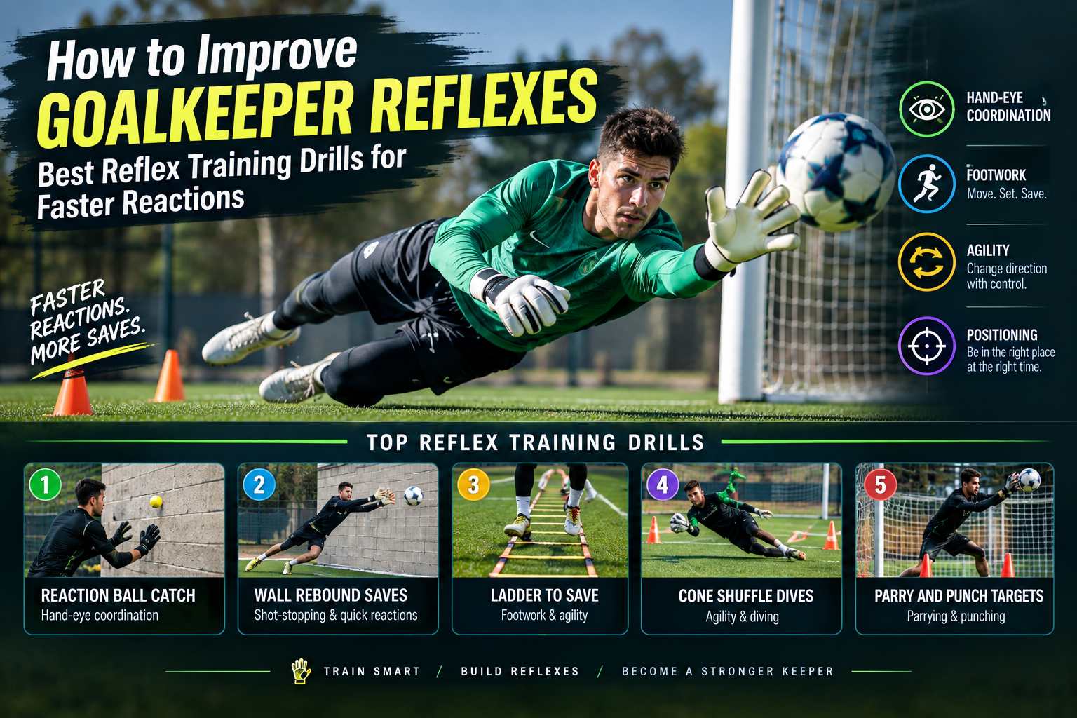 Goalkeeper reflex training drills for faster reactions, agility and footwork